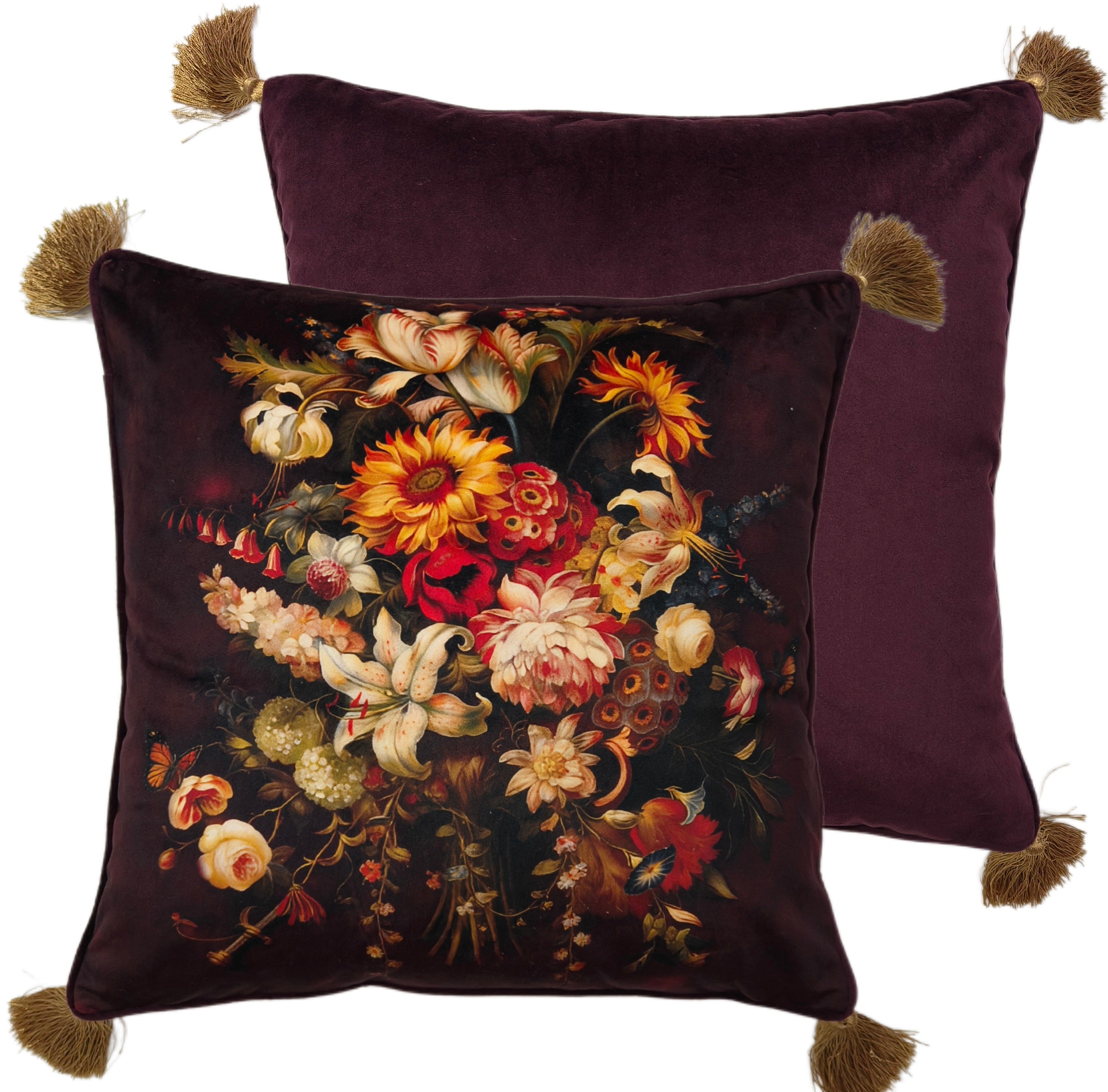 PM RUST FLORAL BOUQUET ON WINE 45 X 45