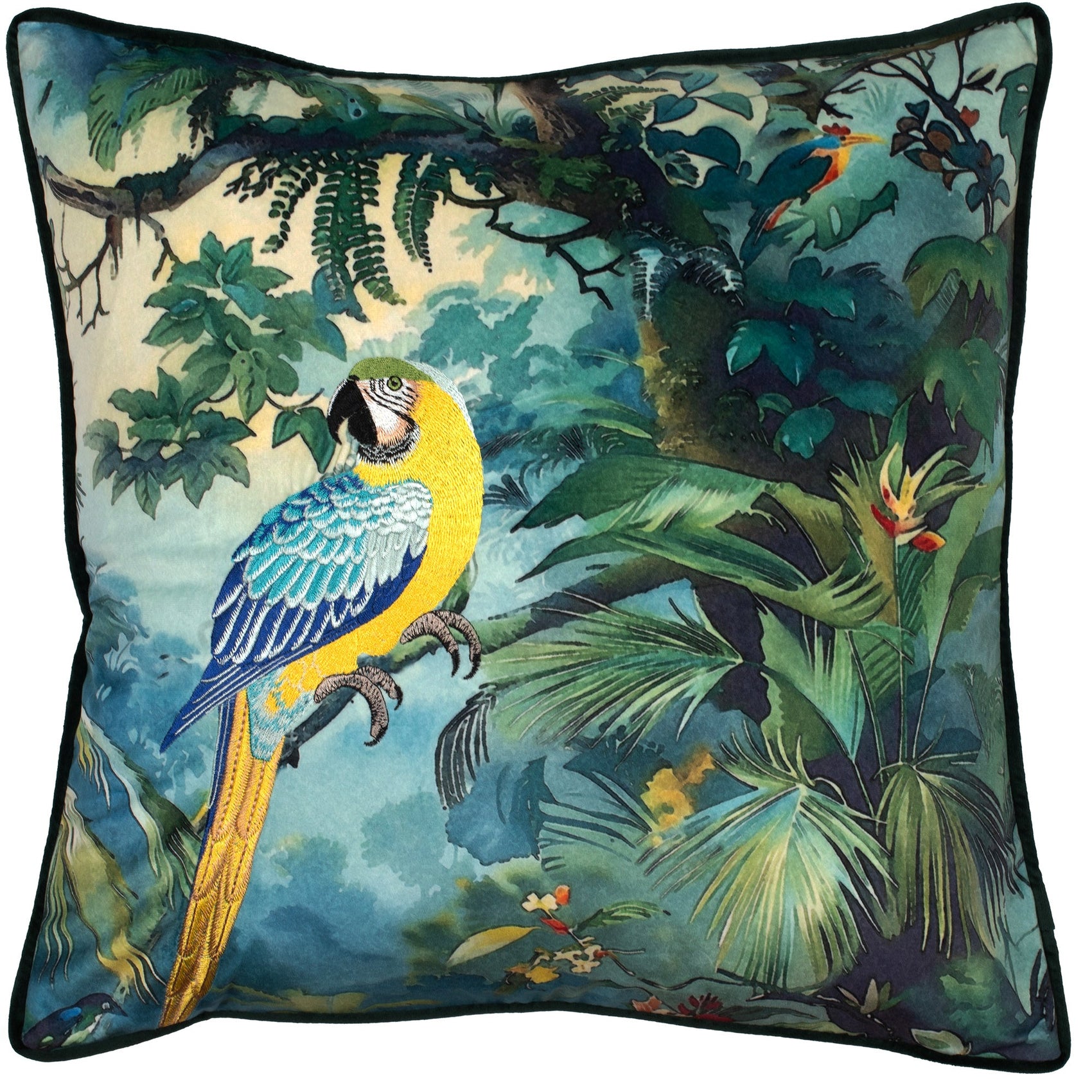 Malini Popat Parrot Velvet Square Cushion 45x45