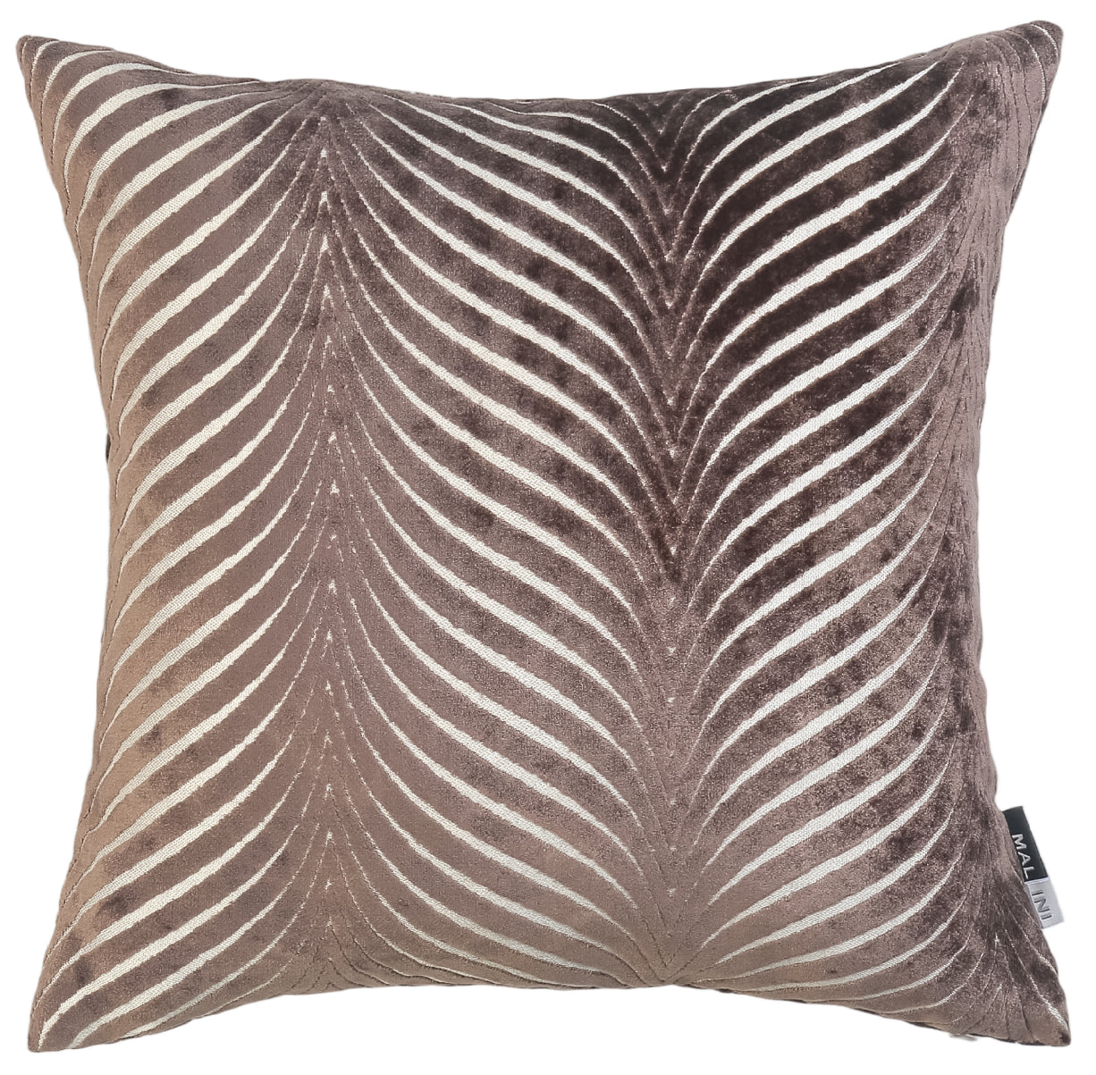 Malini Cut Velvet Fan Rada Choc Square Cushion 43x43