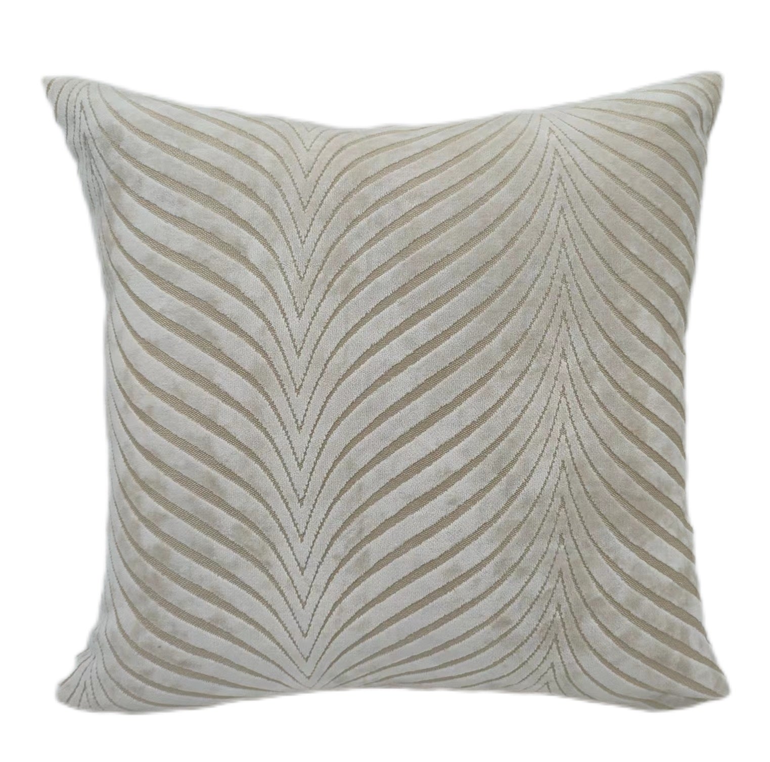 Malini Rada Ivory Velvet Fan Square Cushion 43x43
