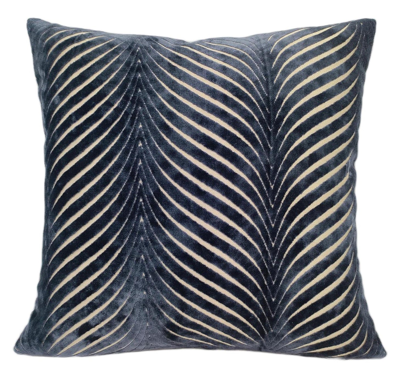 Malini Cut Velvet Fan Rada Navy Square Cushion 43x43