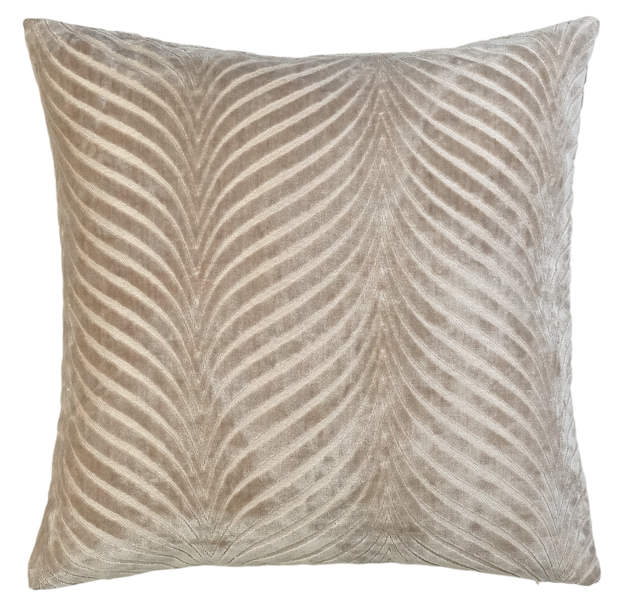 Malini Cut Velvet Fan Rada Taupe Square Cushion 43x43