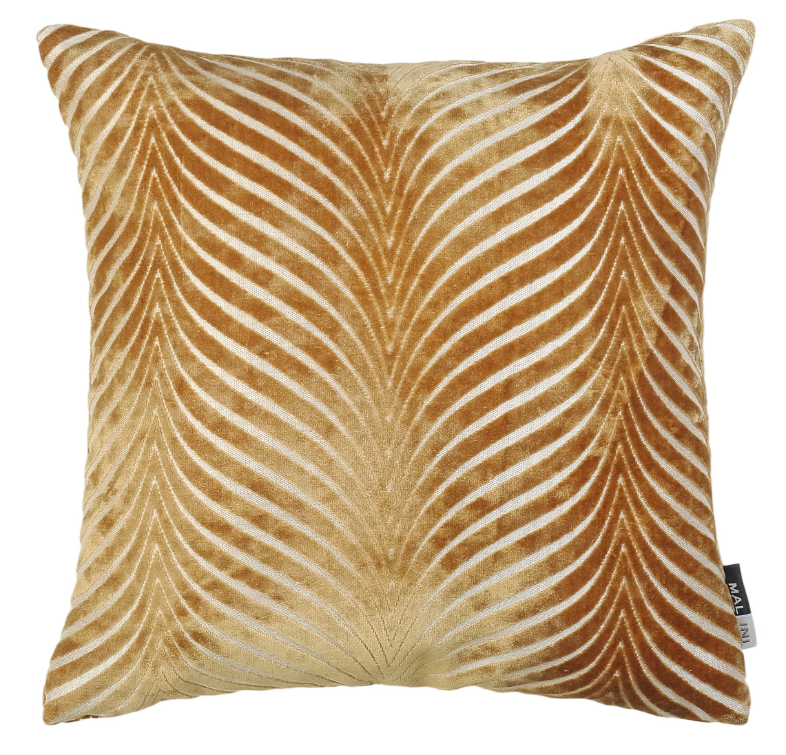 Malini Cut Velvet Fan Rada Whiskey Square Cushion 43x43