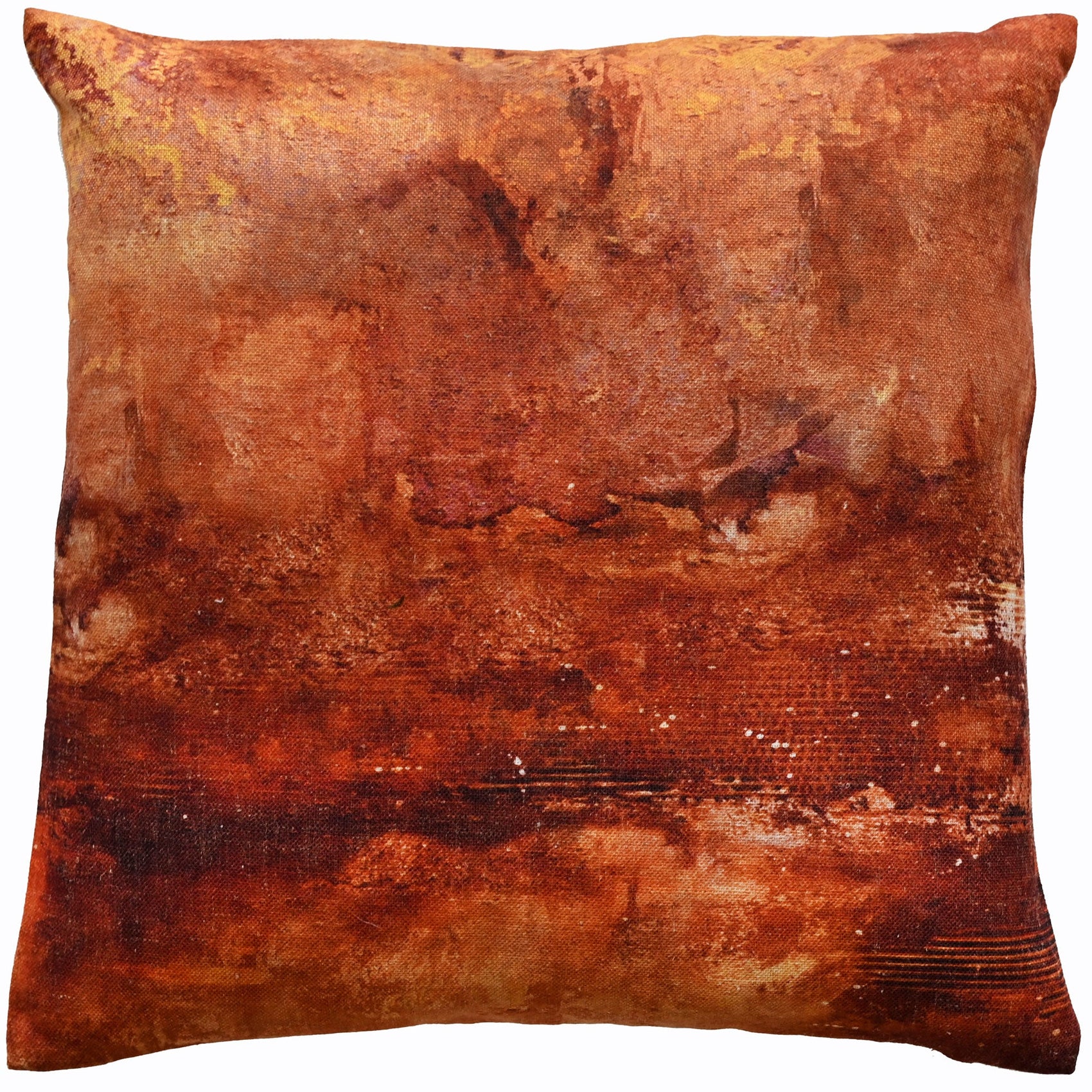 Malini Sahara Rust Orange Colour Abstract Square Cushion 45x45