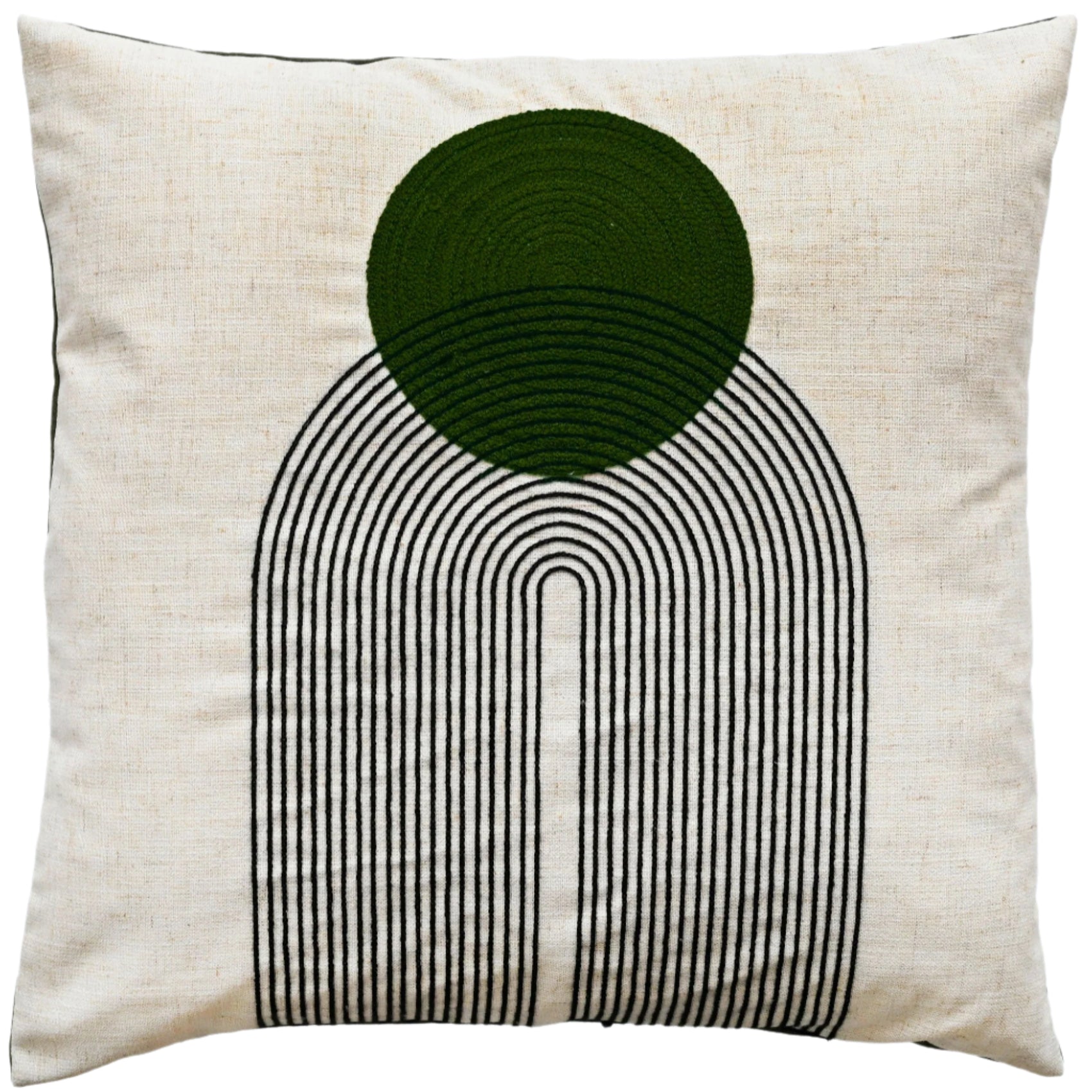 Malini Saloni Art Deco Design Olive Green Square Cushion 45x45