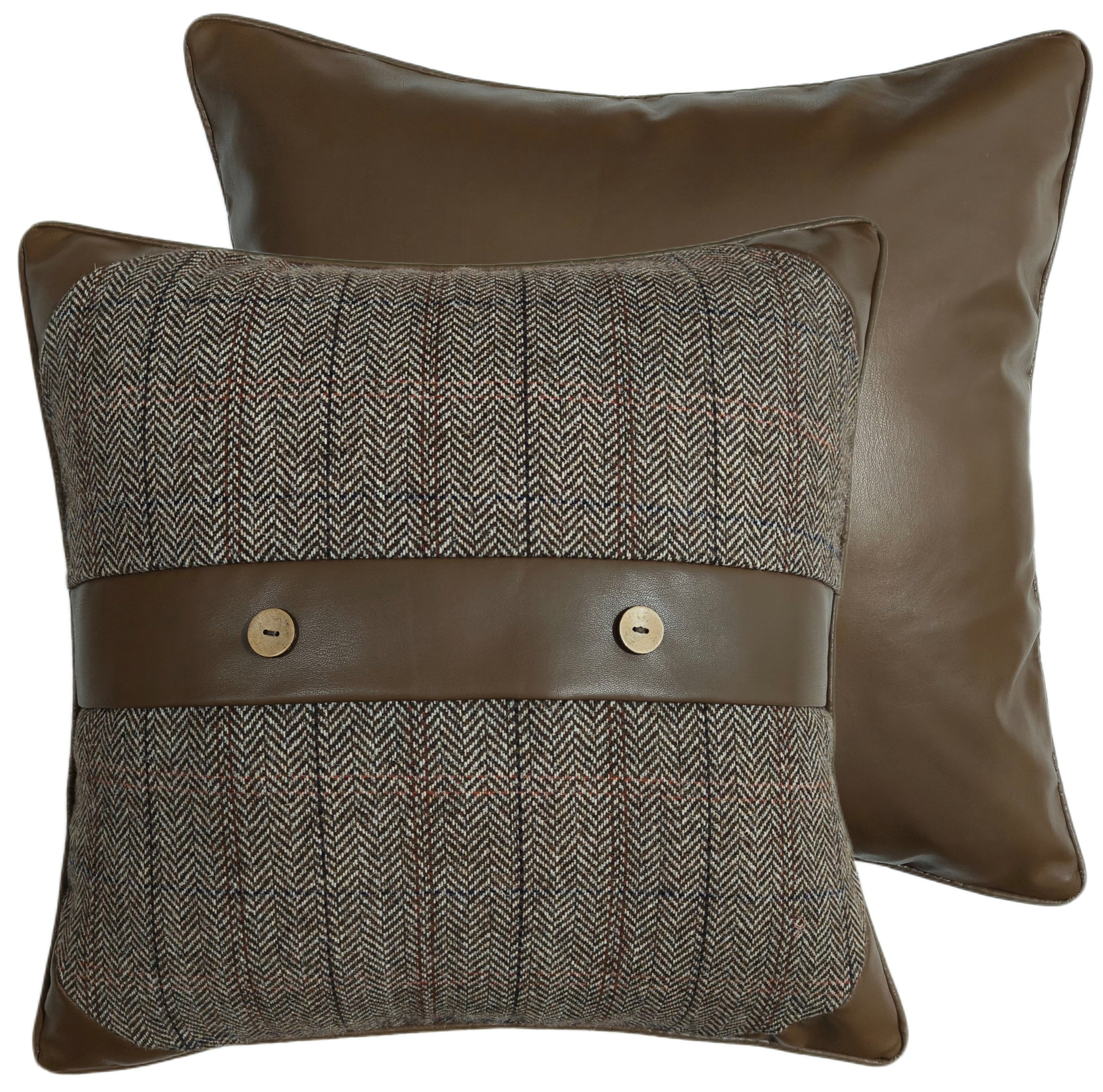 PM TWEED/ FAUX LEATHER BUTTON 45 X 45