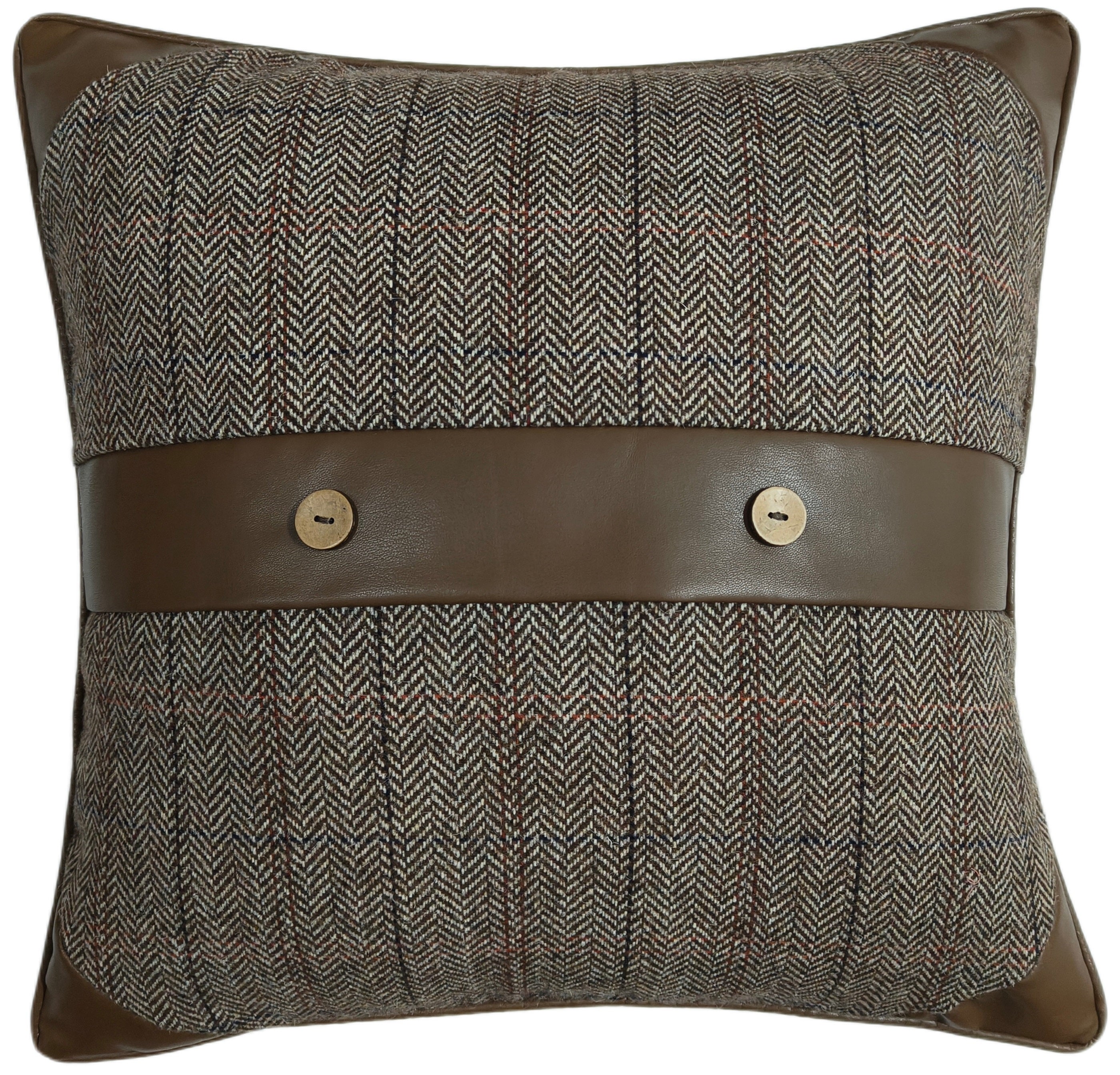 PM TWEED/ FAUX LEATHER BUTTON 45 X 45