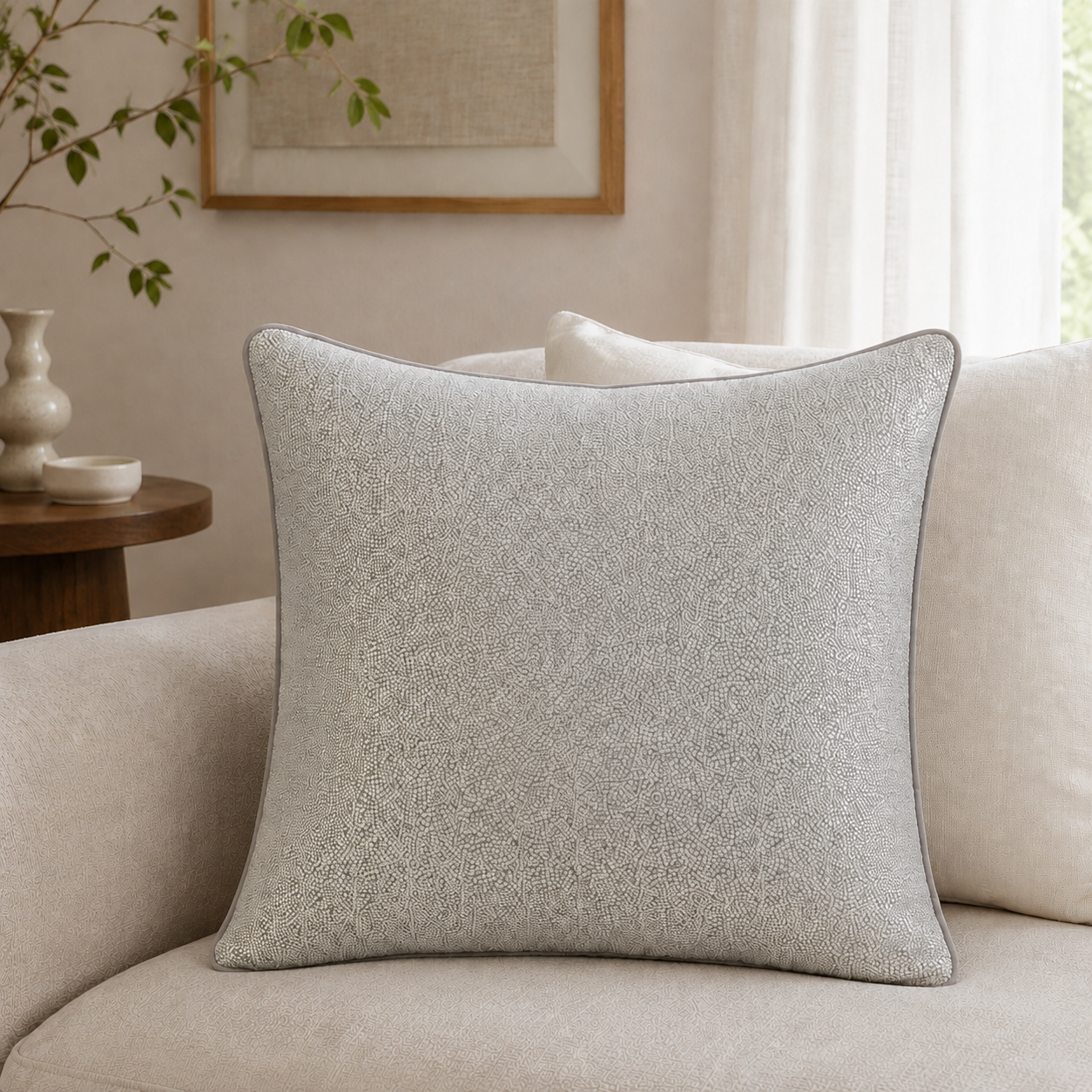 Malini Gold Sparkle Dots Jaq Square Cushion 43x43 lifestyle image