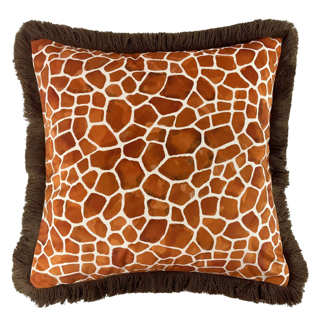 Malini Paul Moneypenny Giraffe Print With Fringe Square Cushion 45x45