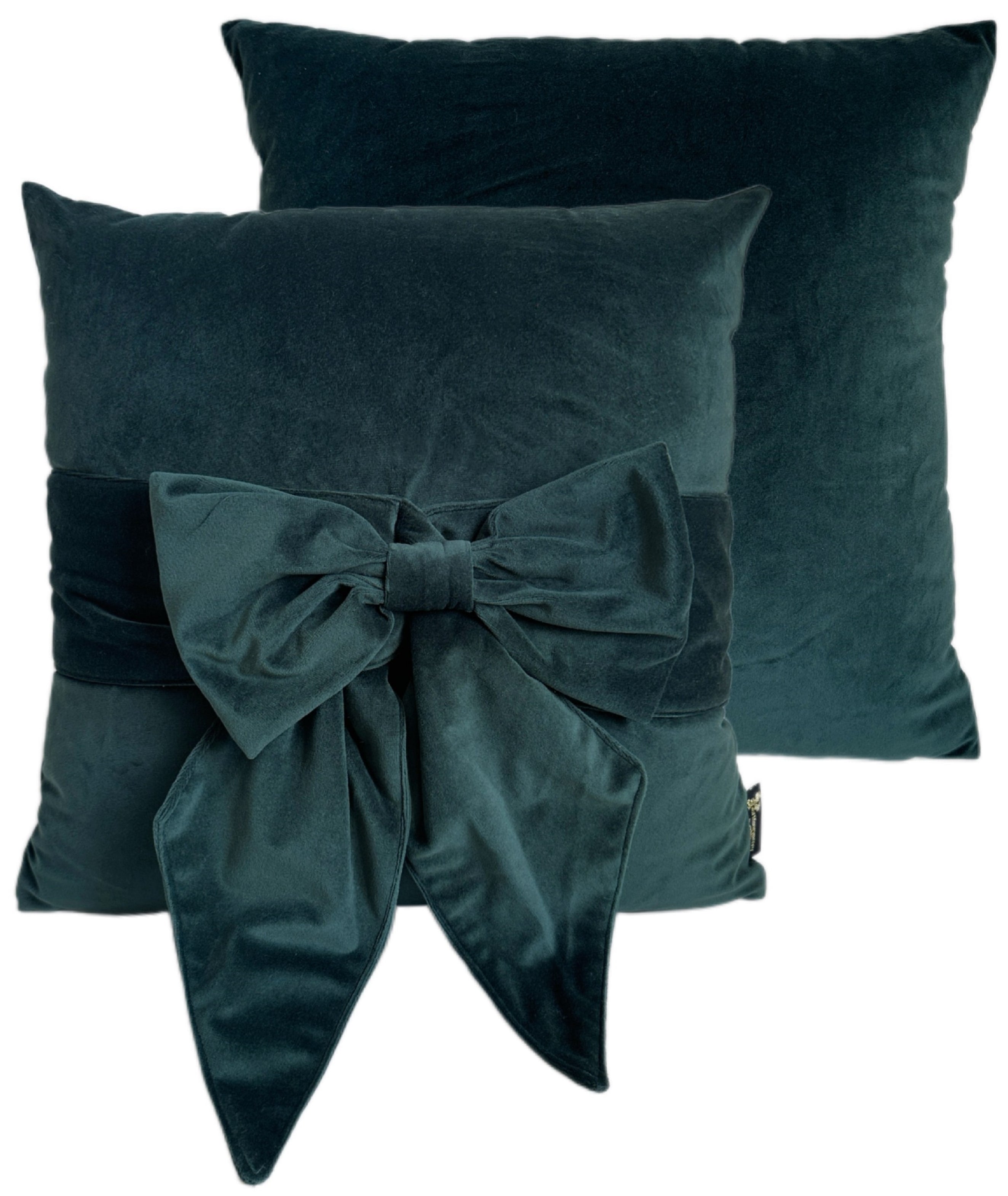 PAUL MONEYPENNY VELV CUSHION WITH BOW EMERALD 45 X 45