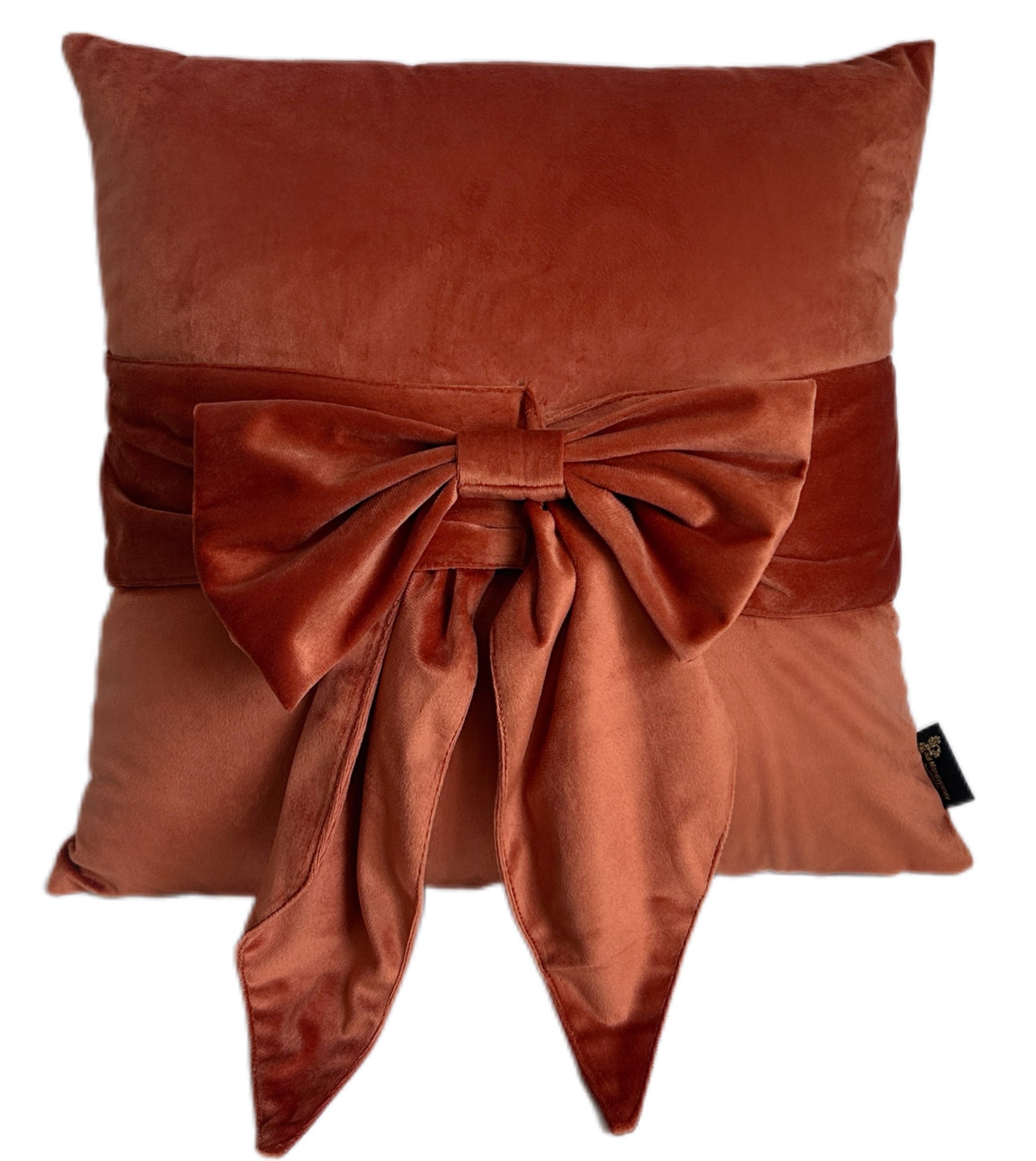Malini Pm Velvet Cushion With Bow Orange Square Cushion 45x45