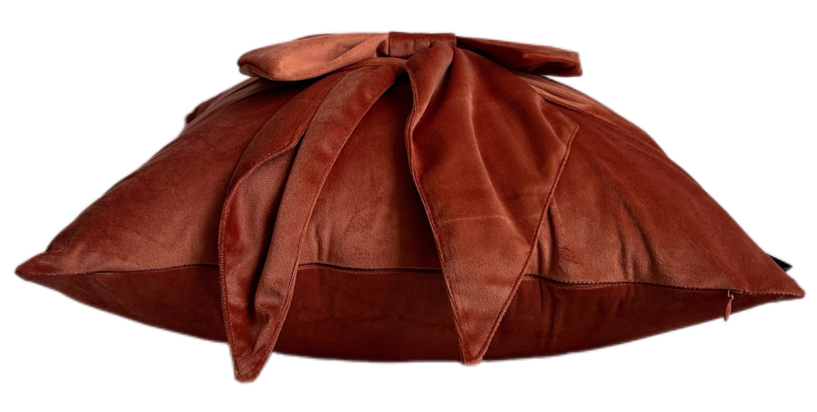 Malini Pm Velvet Cushion With Bow Orange Square Cushion 45x45