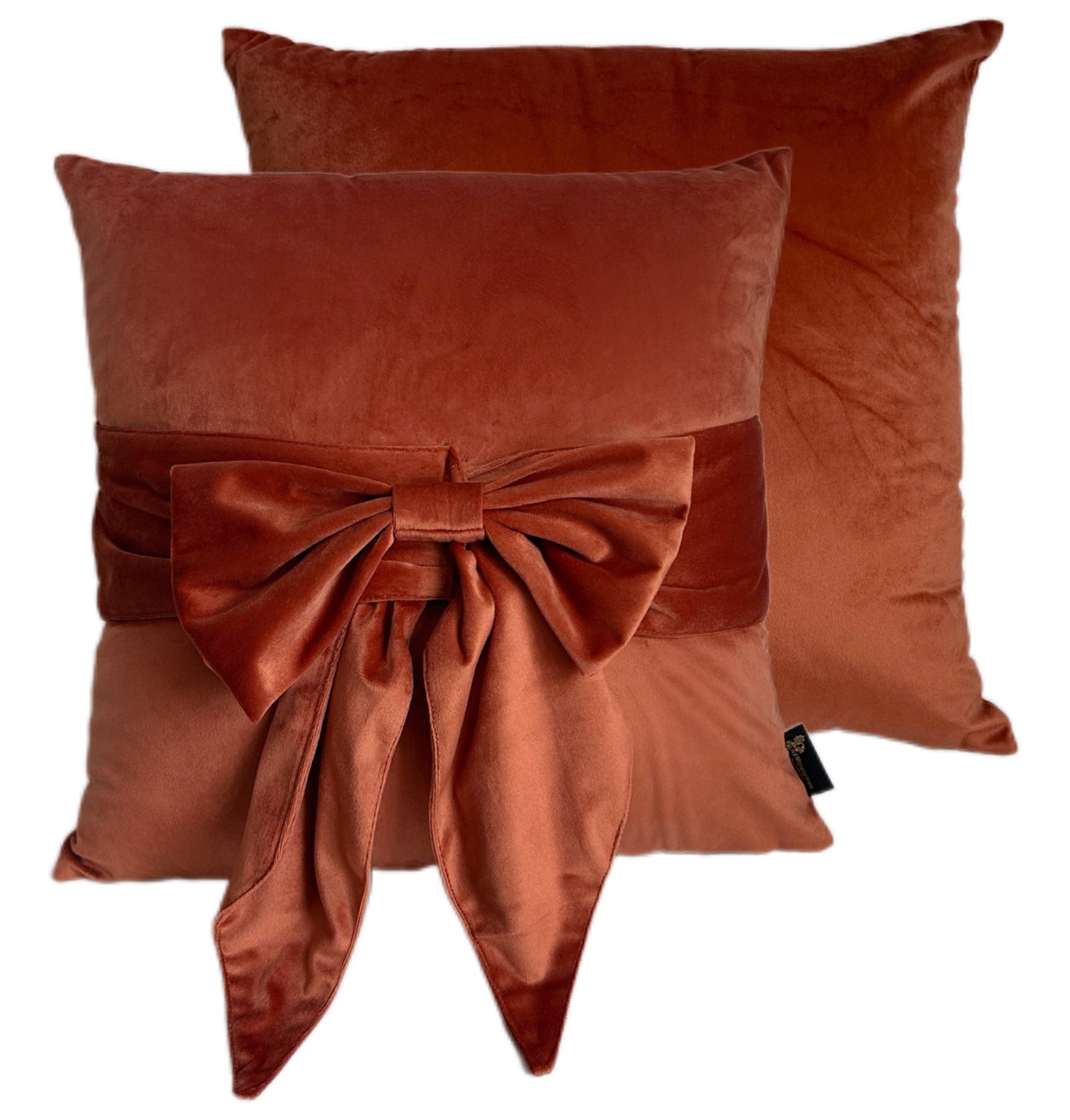 Malini Pm Velvet Cushion With Bow Orange Square Cushion 45x45