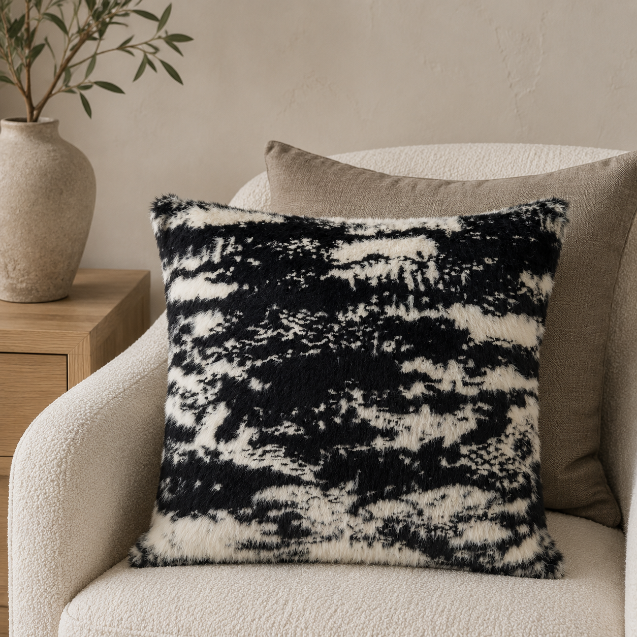 Malini Touchme Mono faux animal skin 43x43 cushion lifestyle image