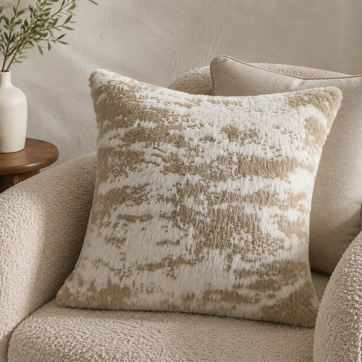 Malini Touchme Natural faux animal skin 43x43 cushion lifestyle image