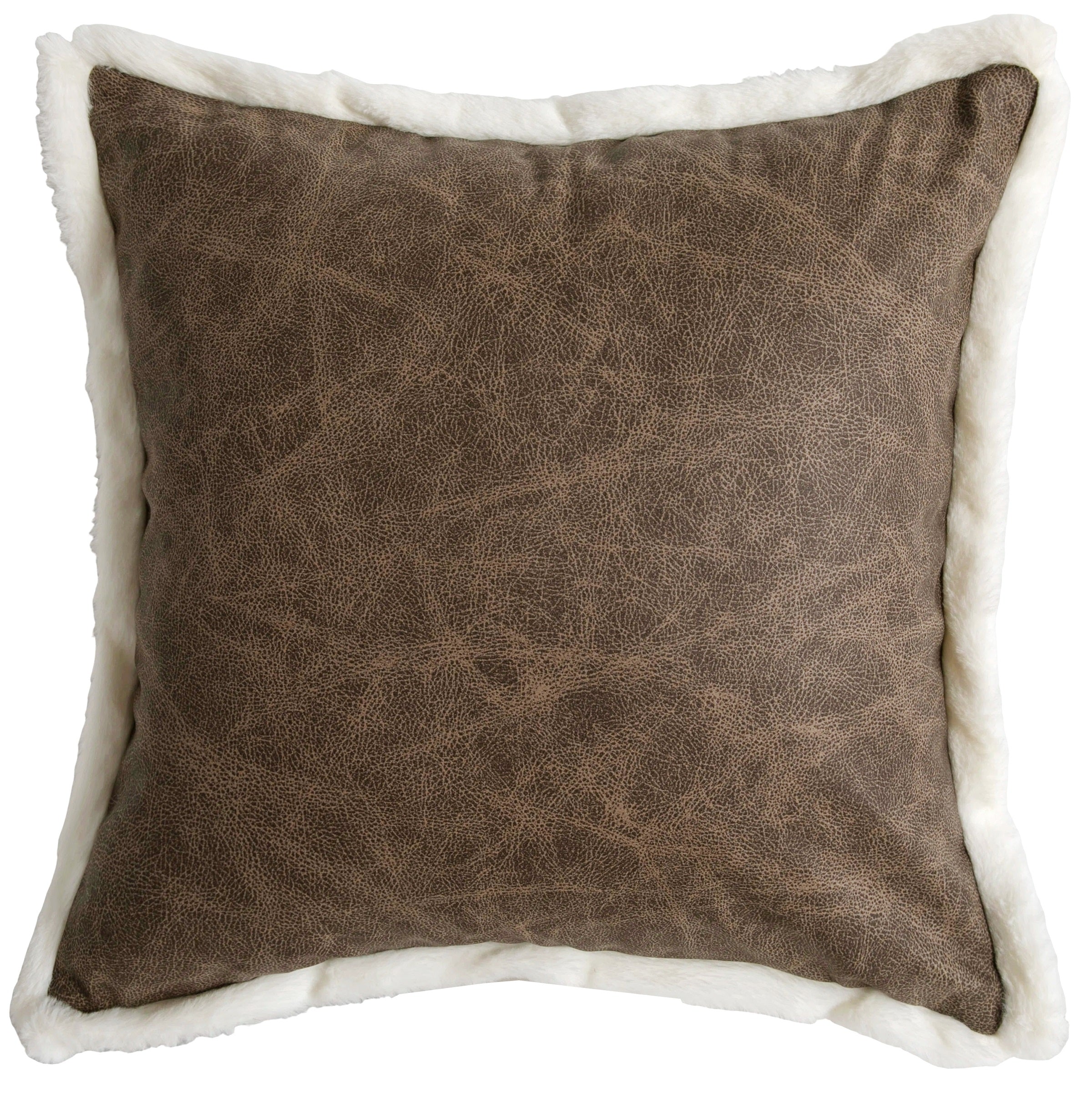 PM DISTRESSED FAUX LEATHER WITH FAUX FUR TRIM 45 X 45