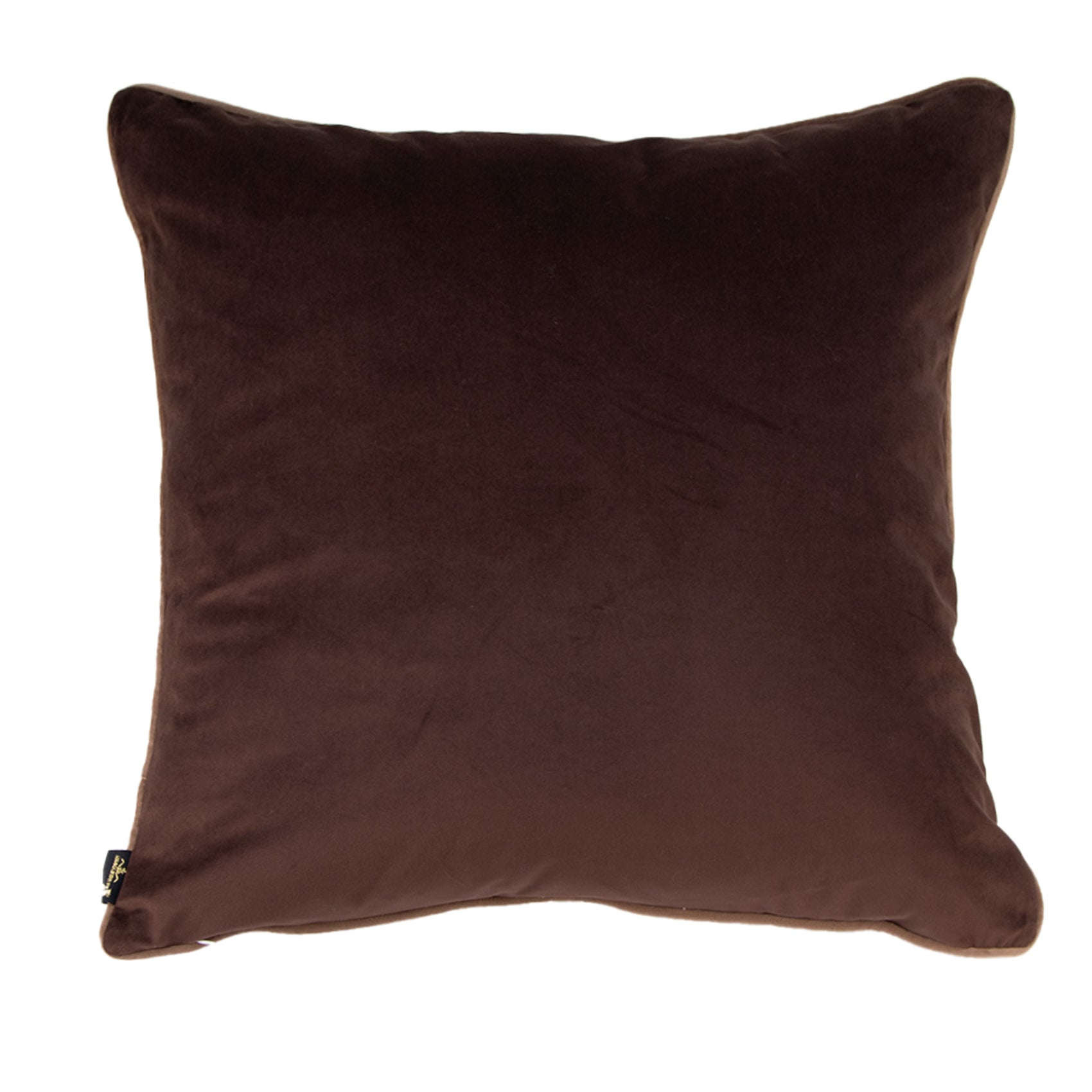 Malini Twofaced Choc/Taupe Piping Velvet Square Cushion 43x43