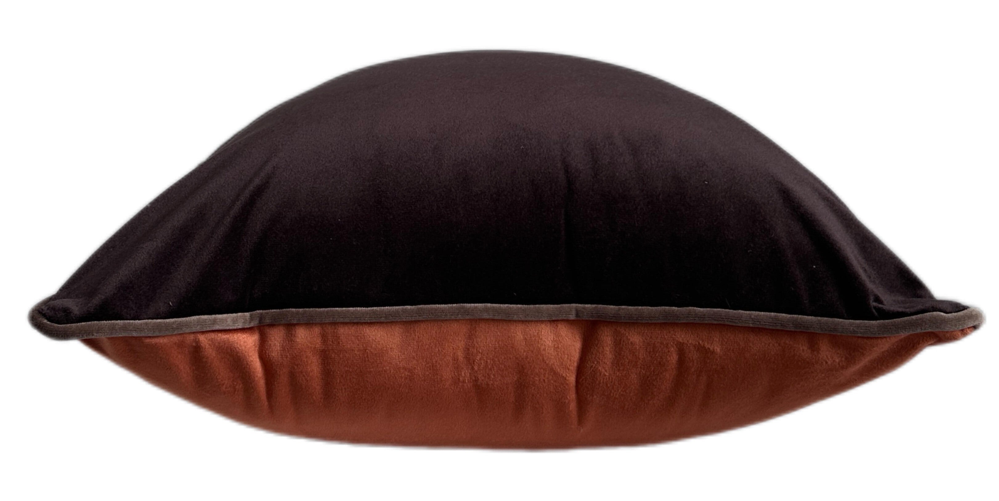 Malini Pm Dble Sided Velvet Brown/Choc Taupe Square Cushion 43x43