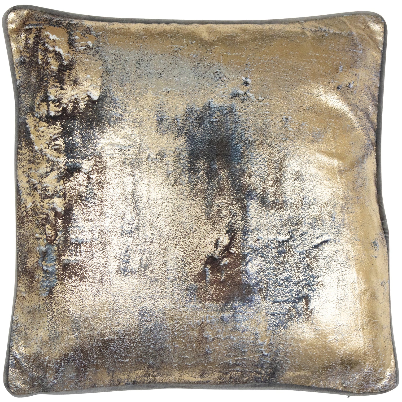 Malini Volcano Printed Grey with Gold Foil Square Cushion 45x45