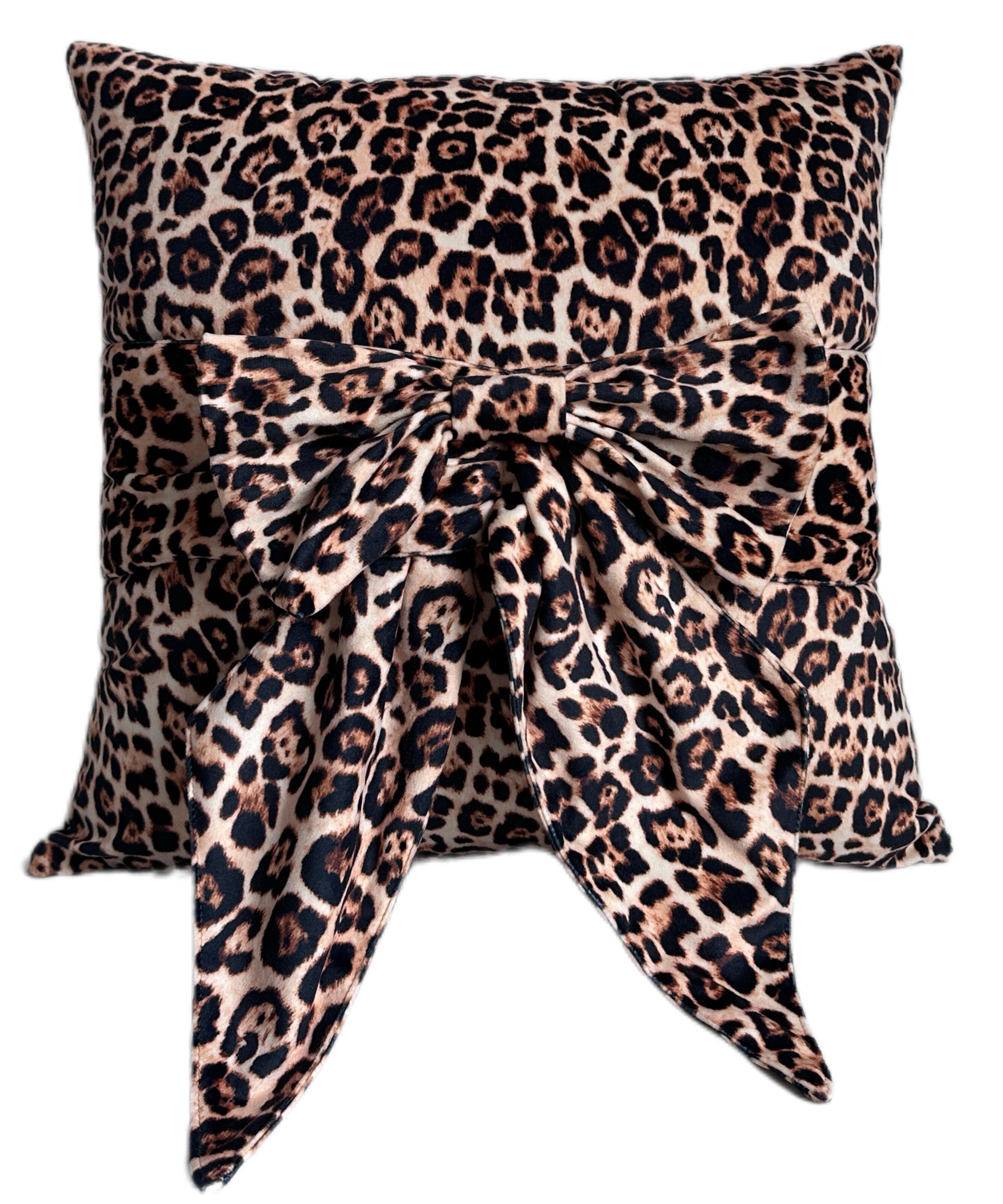 Malini Paul Moneypenny Leopard Spot With Bow Square Cushion 45x45