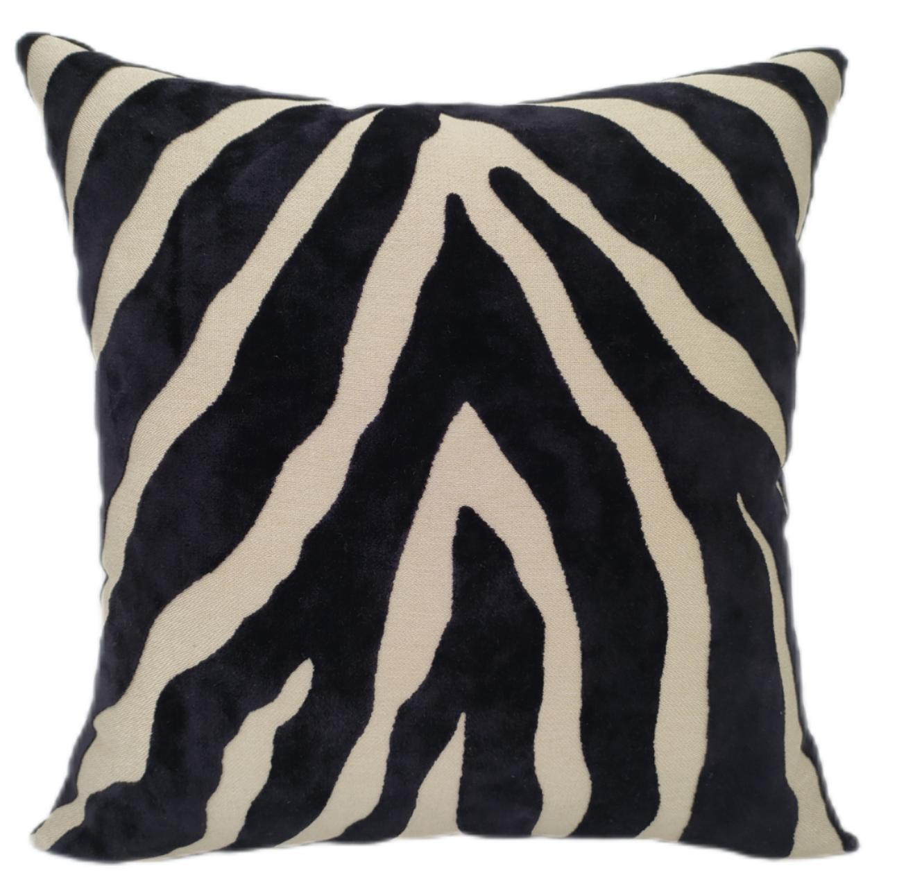 Malini Zebra Velvet Paul Moneypenny Black Square Cushion 43x43