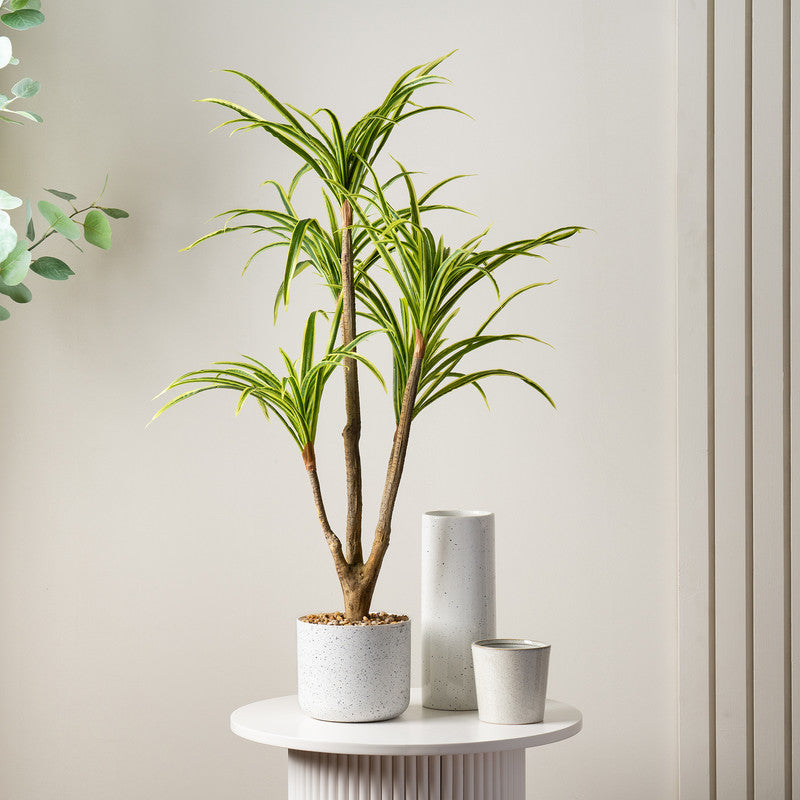 90cm Real Touch Yucca in White Speckled Plastic Pot
