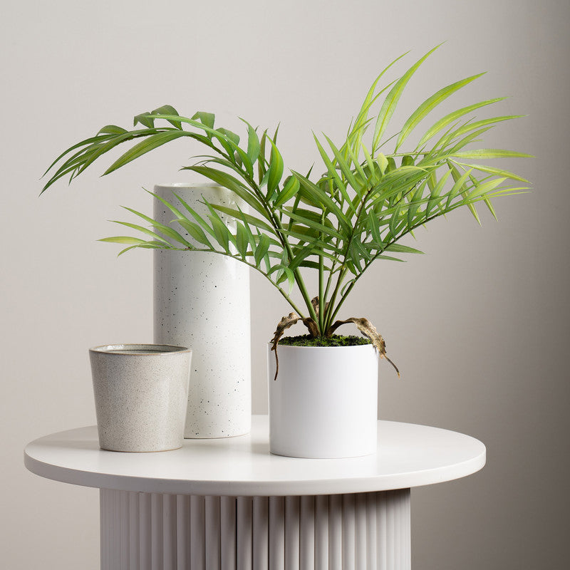 40cm Artificial Fern Tree in White Plastic Pot