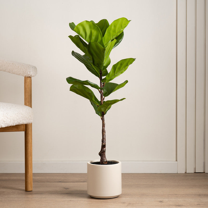 90cm Real Touch Fiddleleaf Fig Tree in Chunky White Pot