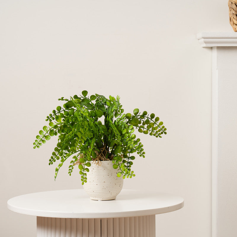 28cm Artificial Fern Plant in Speckled Ceramic Pot