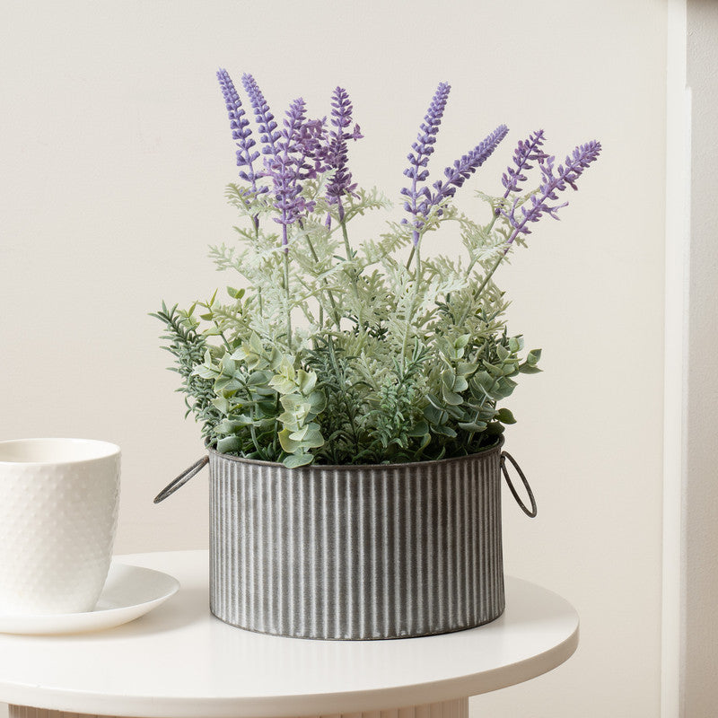 37.5cm Artificial Lavender Plant in Iron Pot