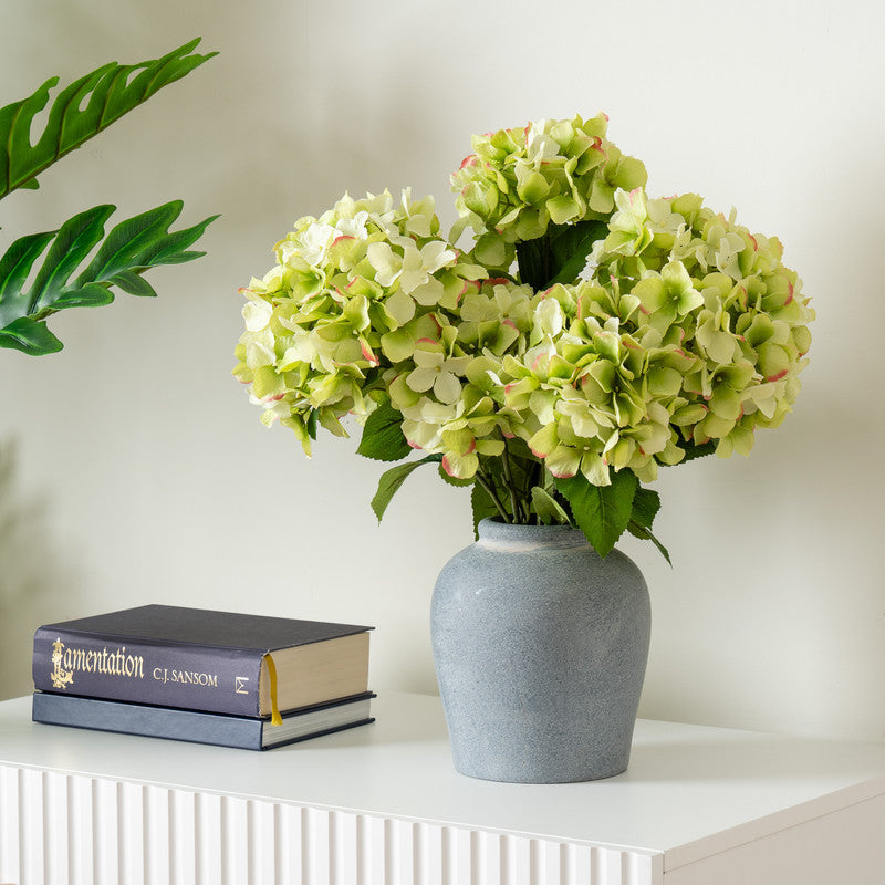 50cm Artificial Hydrangeas Plant in Grey Vase