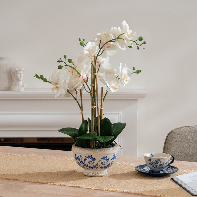 54cm Real Touch Cream Phalaenopsis Orchid in Pot