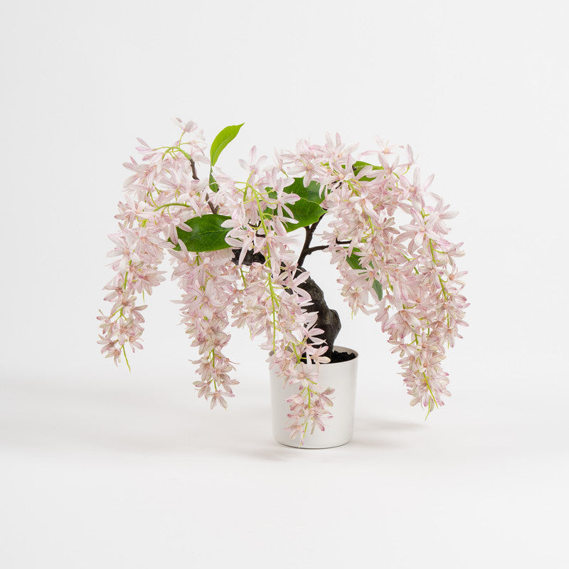 36cm Artificial Pink Orchid Bonsai in White Pot