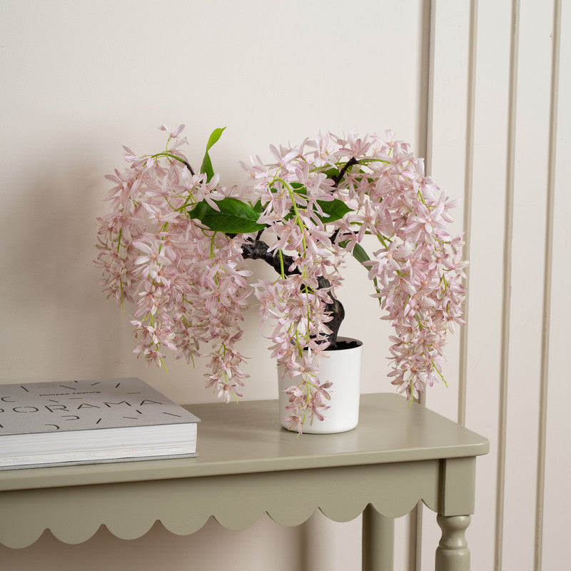 36cm Artificial Pink Orchid Bonsai in White Pot