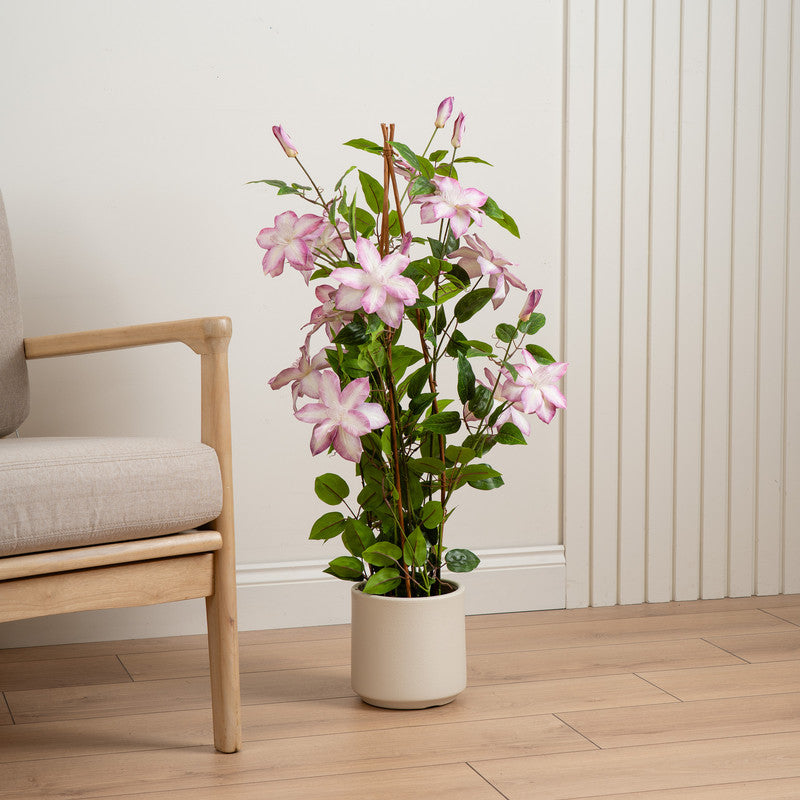 98cm Real Touch Climbing Clematis in WhIte Pot
