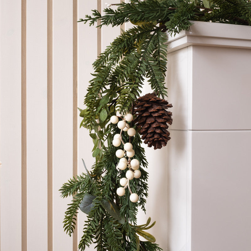 180cm Mistletoe, Pine Cone & Foliage Garland