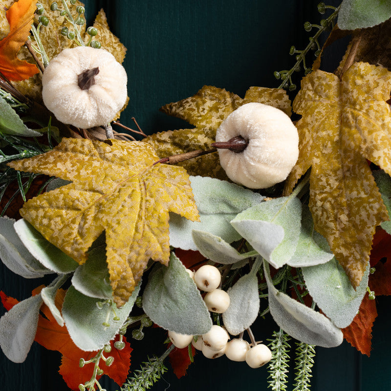 45cm Pumpkin Wreath Green / Orange