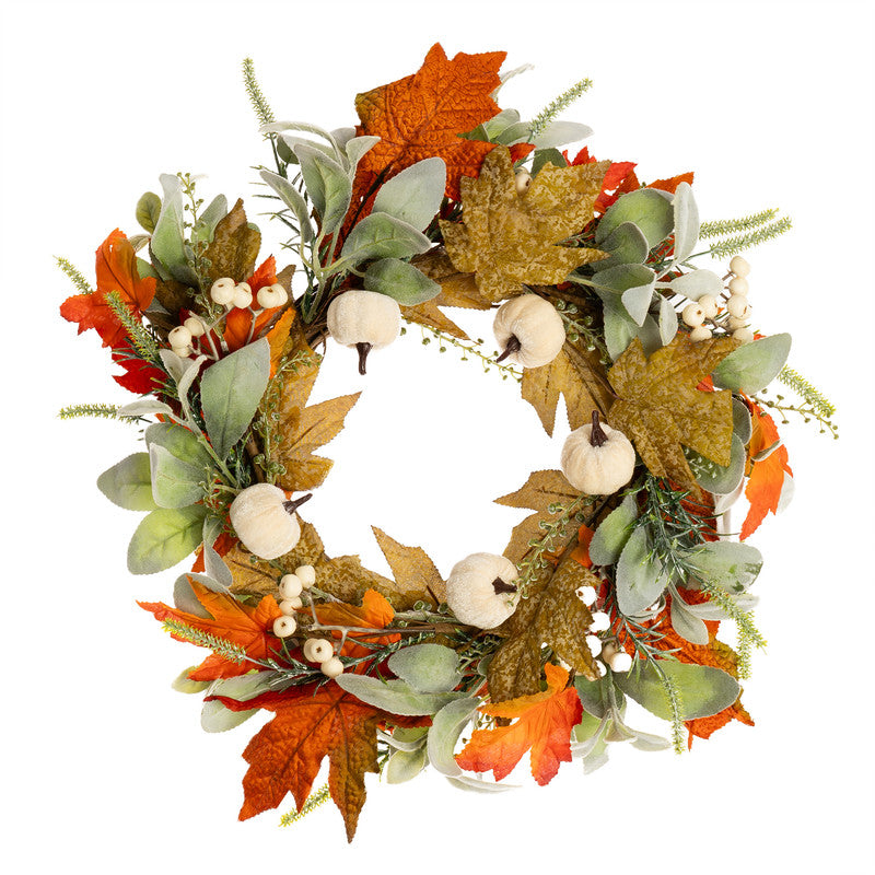 45cm Pumpkin Wreath Green / Orange