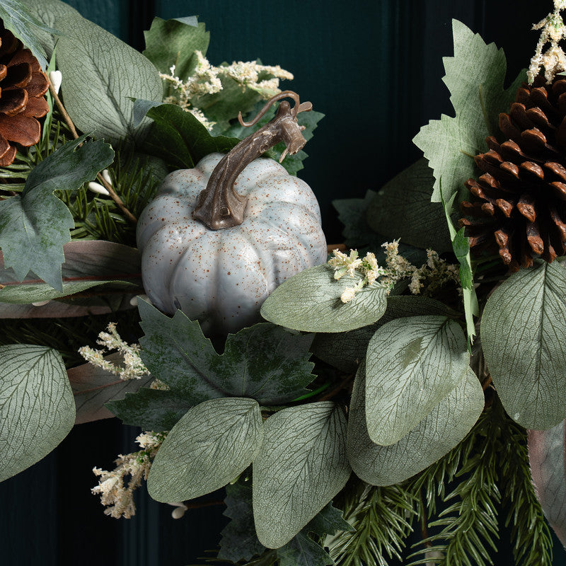 65cm Premium Pumpkin Wreath Green