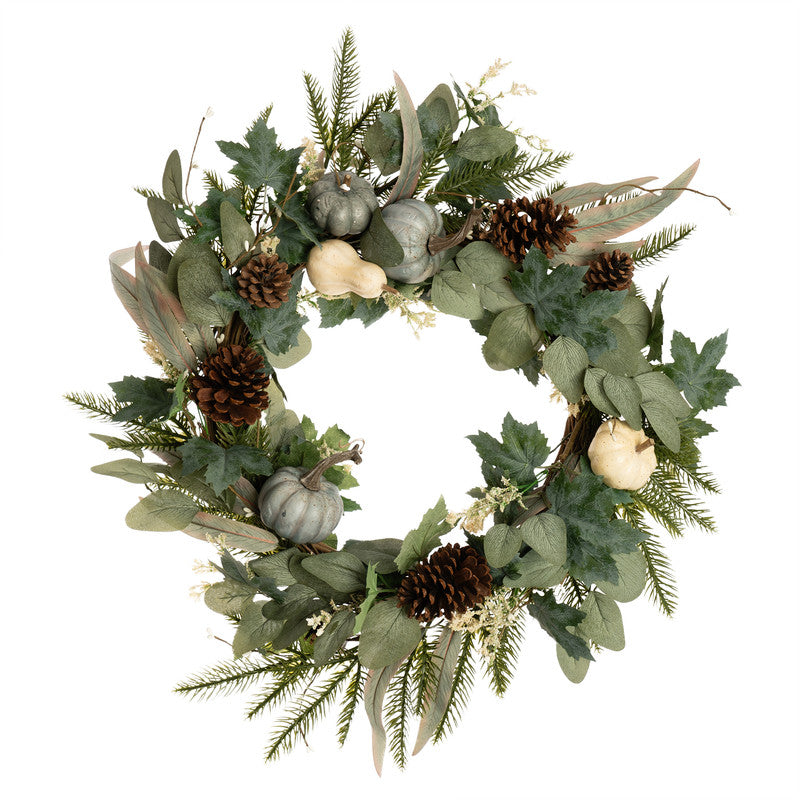 65cm Premium Pumpkin Wreath Green
