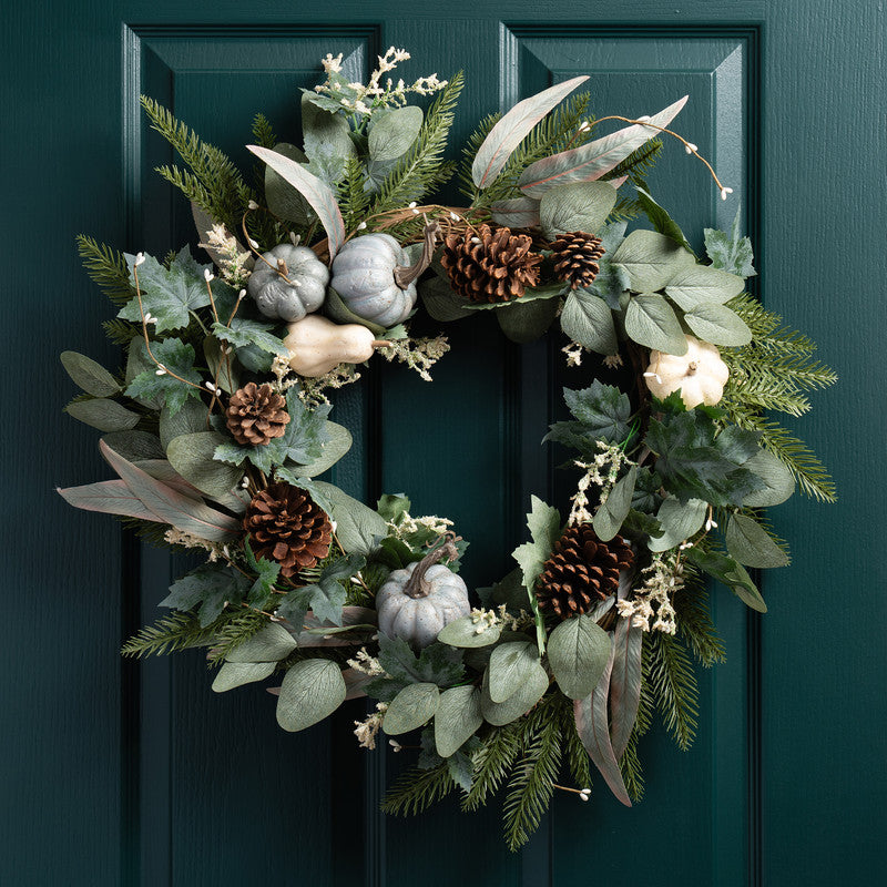 65cm Premium Pumpkin Wreath Green