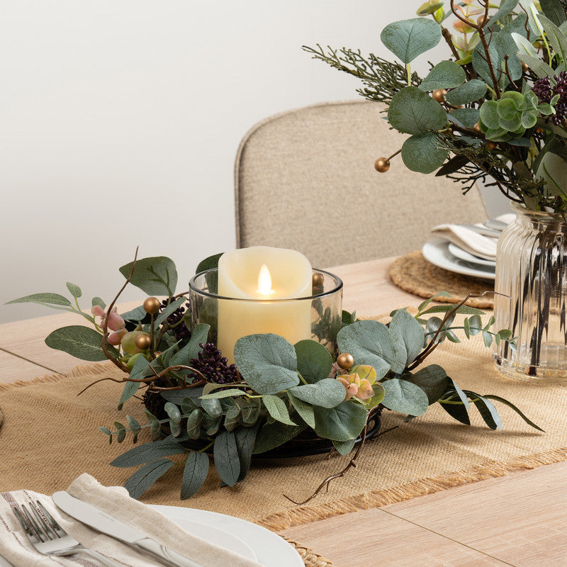 Rustic Eucalyptus Candle Holder 30cm