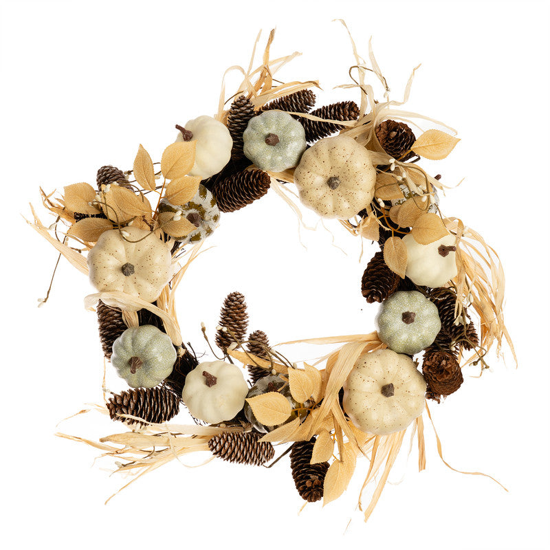 45cm Premium Pumpkin Wreath Naturals