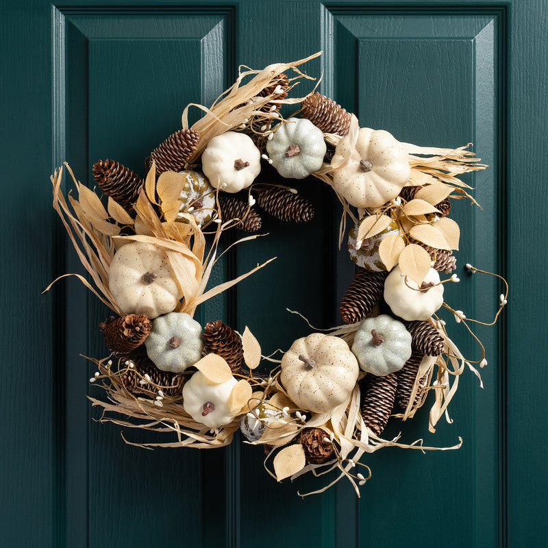 45cm Premium Pumpkin Wreath Naturals