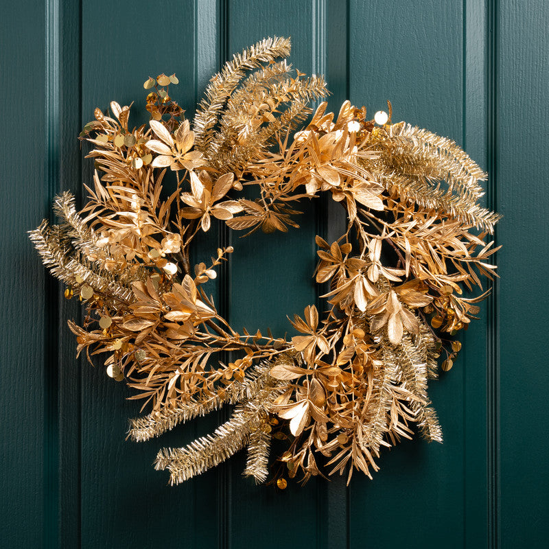 Metallic Gold Retro Wreath 50cm