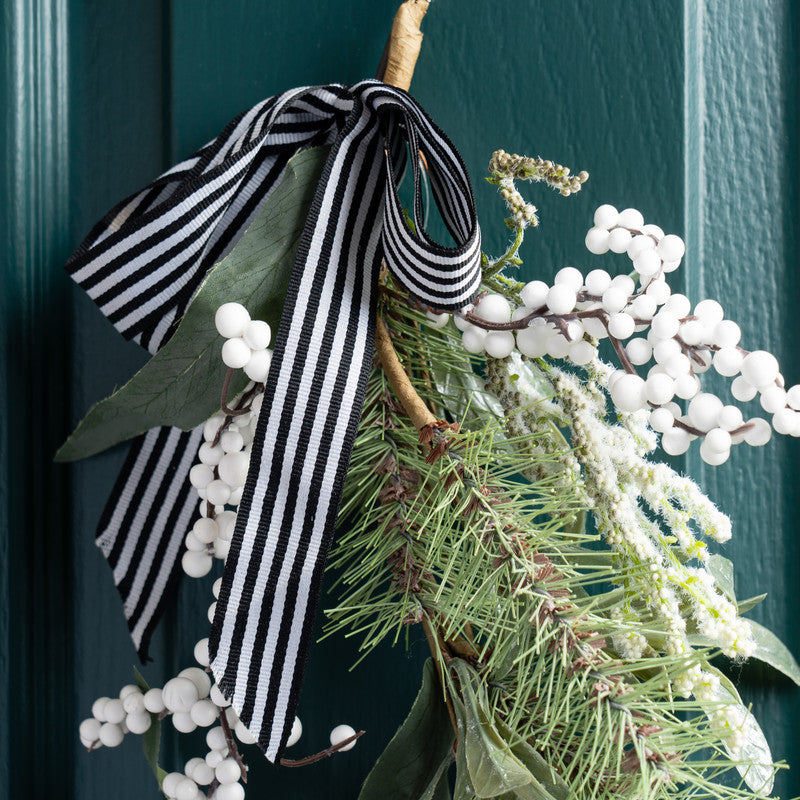 55cm Ring Wreath with Stripey Bow