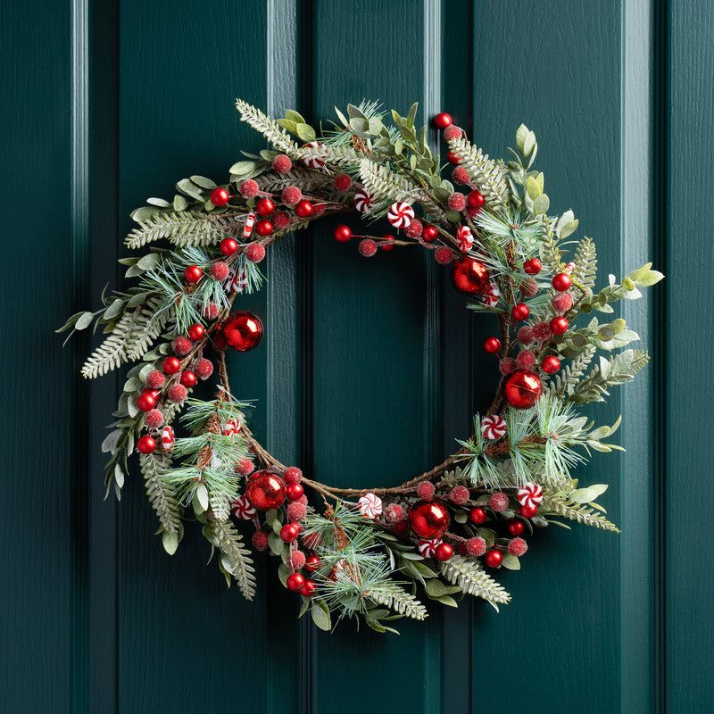 Candy Cane & Bauble Wreath 45cm