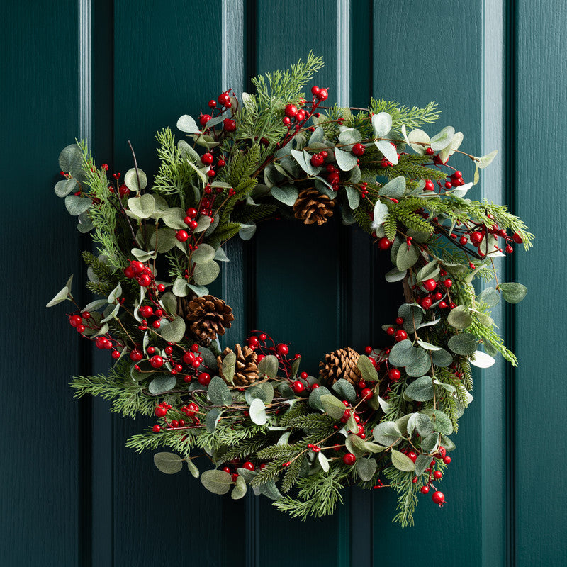 Red Berry & Eucalyptus Wreath 55cm