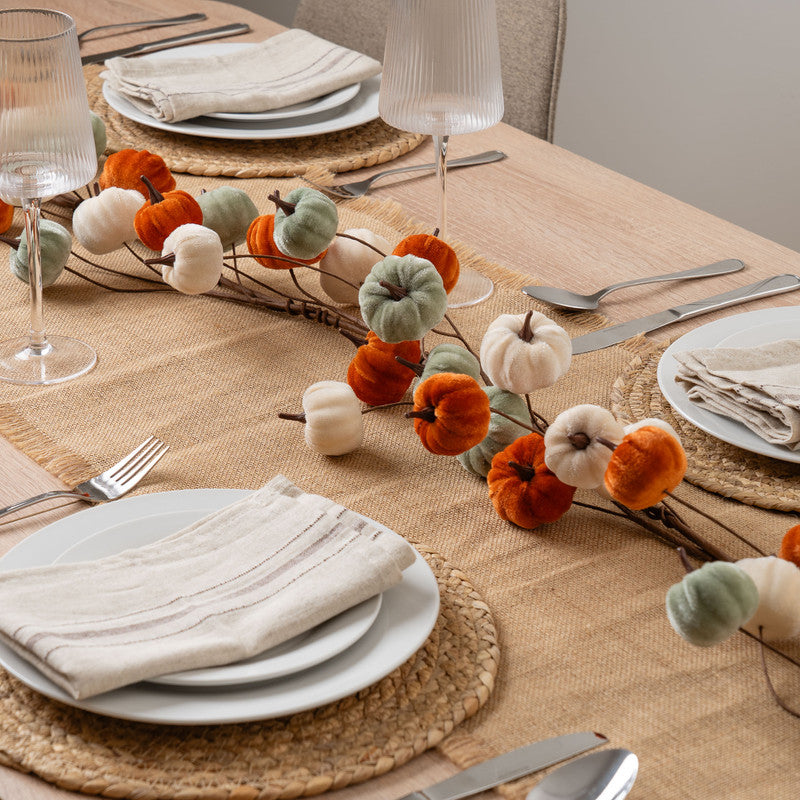 150cm Velvet Pumpkin Garland - orange-mint-cream