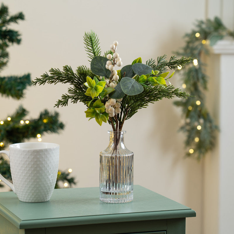 Set of 2 Christmas Bottle Arrangements White 32cm
